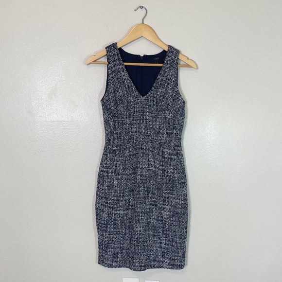 J Crew V Neck Navy & White Dress Size 0 - Picture 1 of 6